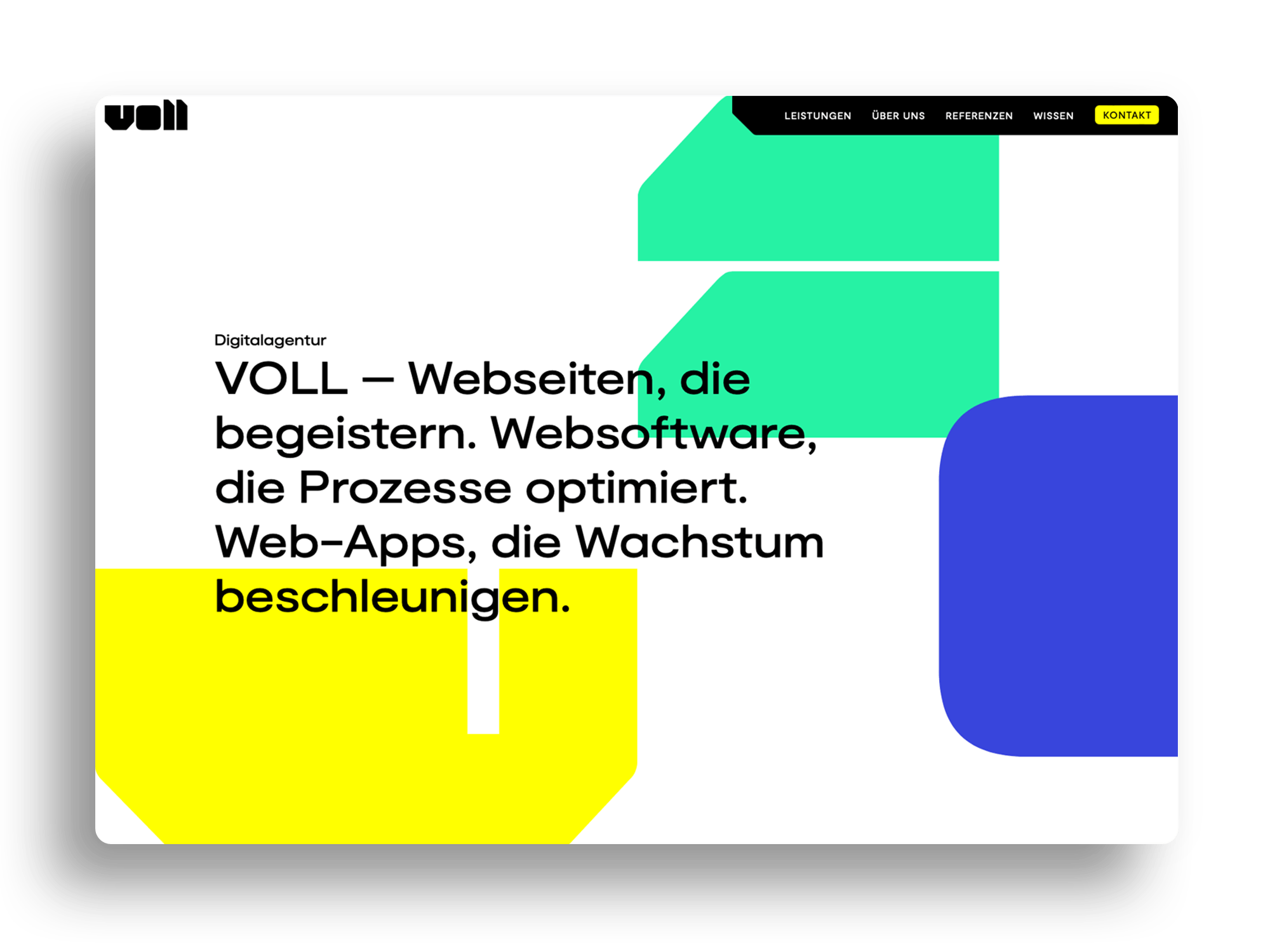 Die Startseite der VOLL digital Website