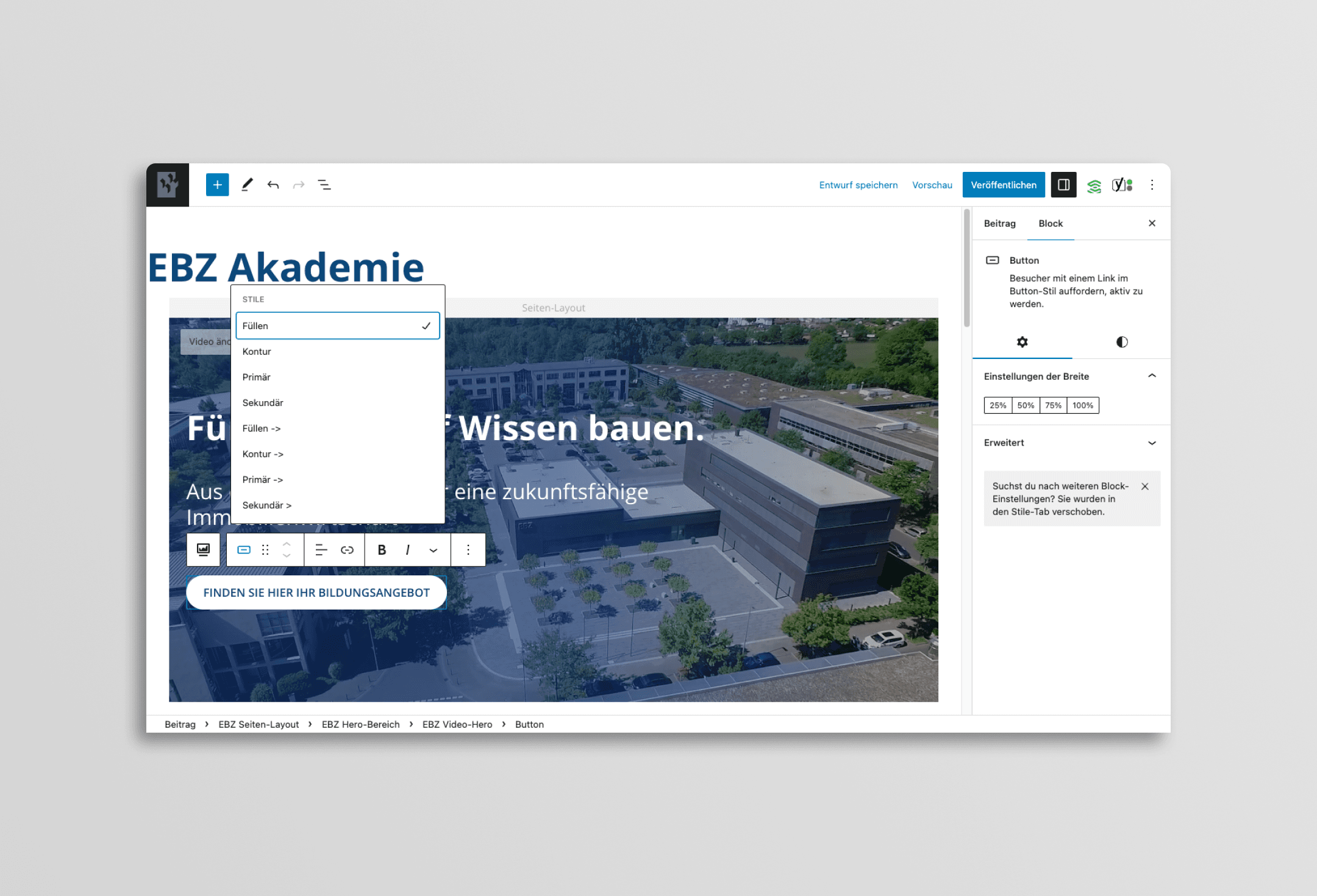 EBZ Akademie Wordpress Backend