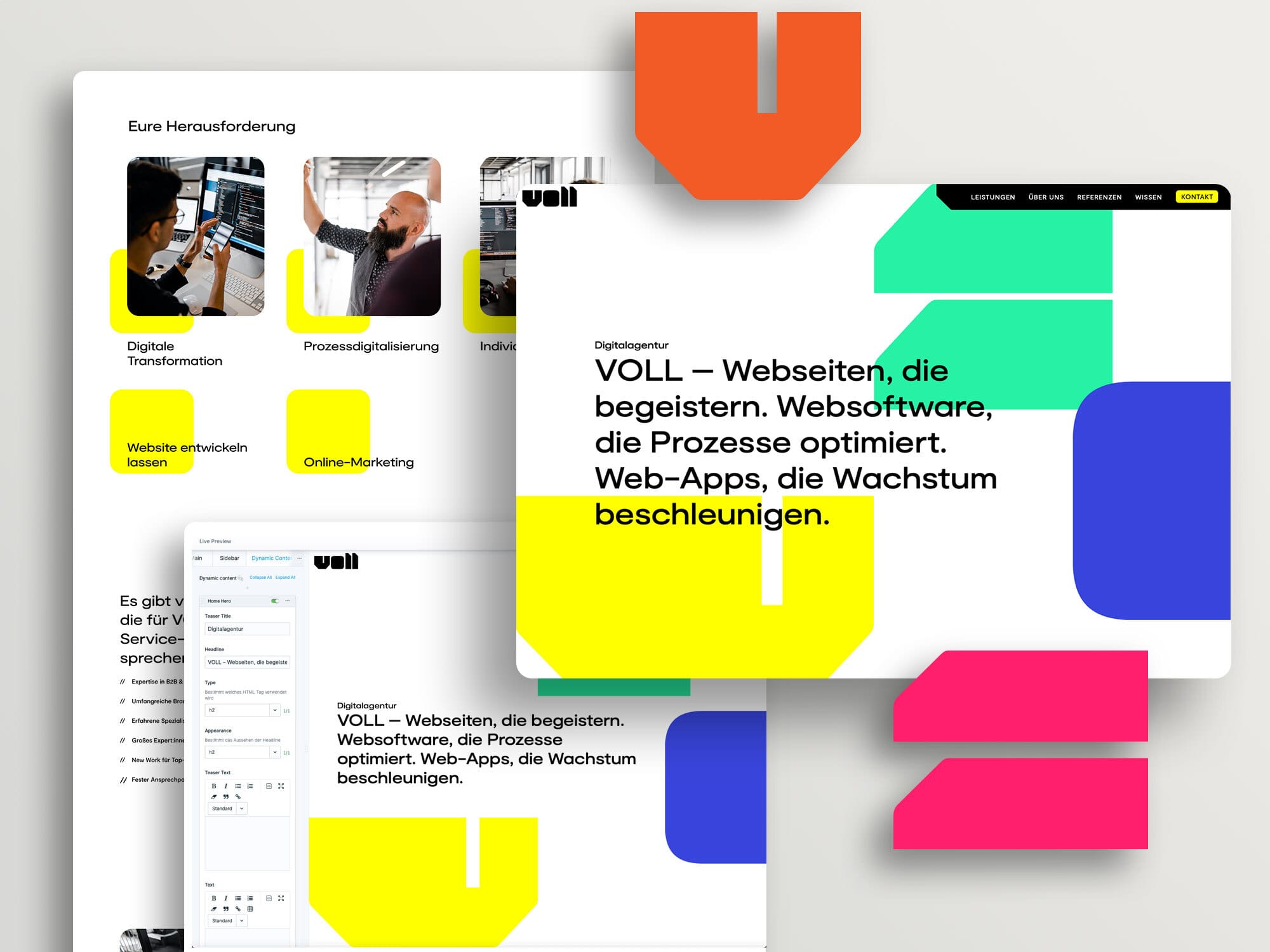 Screenshots der Website von VOLL digital