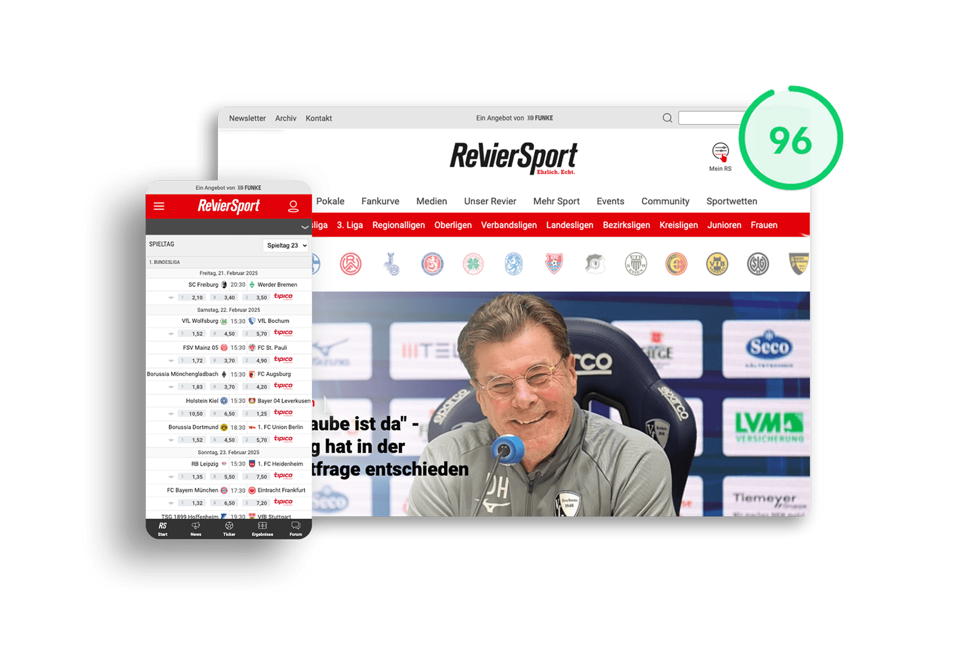 Screenshot vom RevierSport Portal