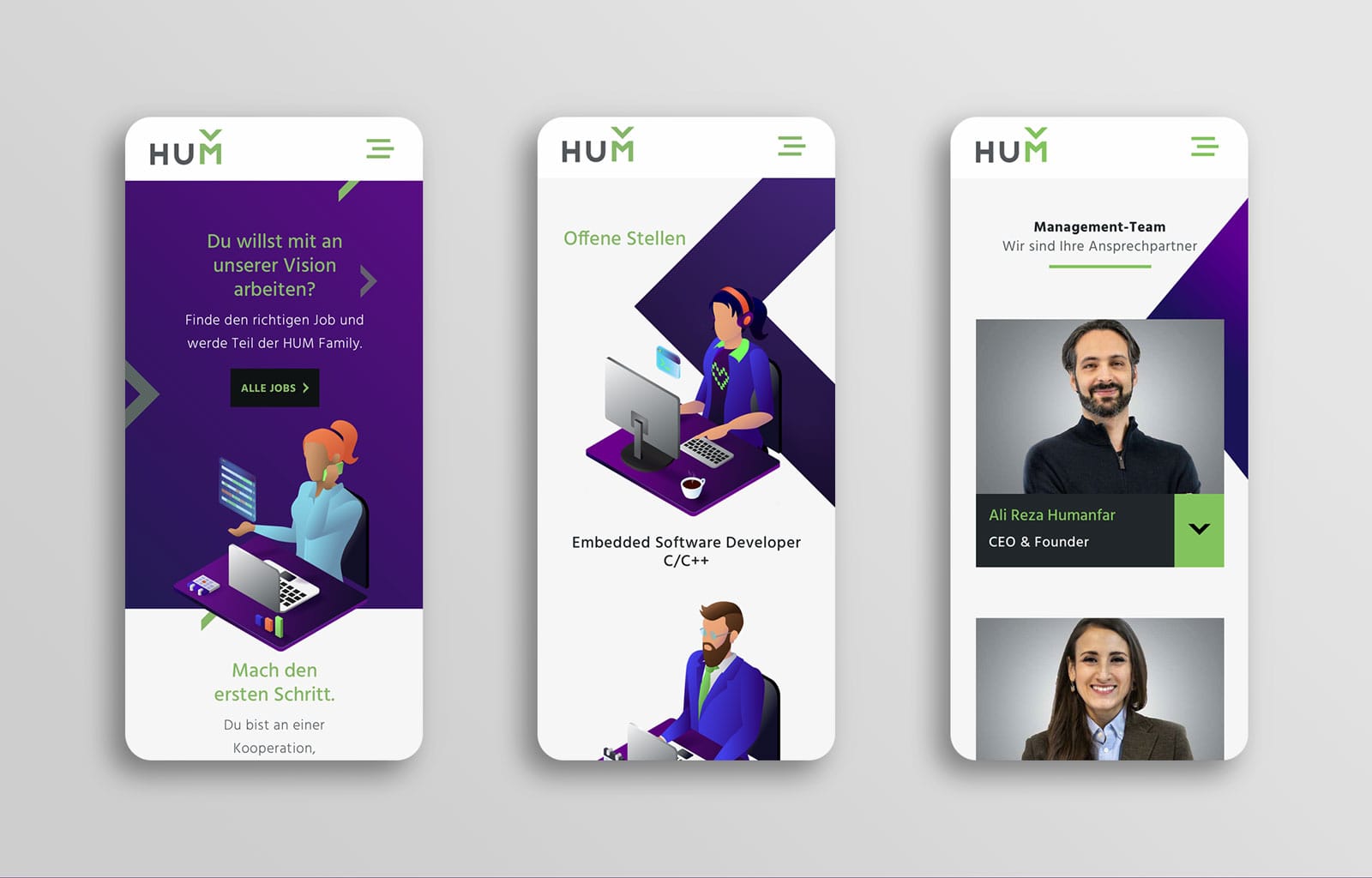 Die HUM Systems Website auf mobilen Geräten