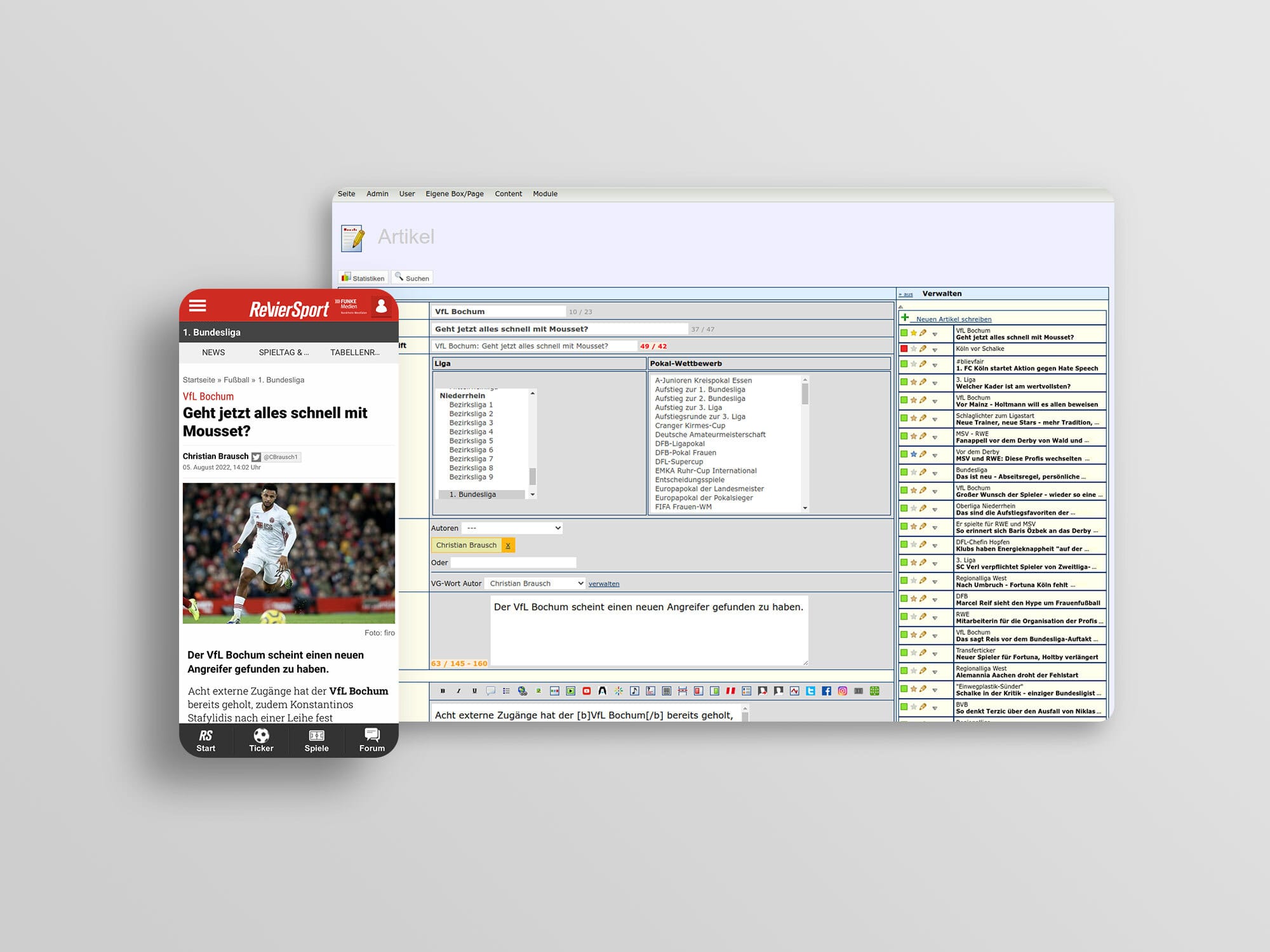 Reviersport Website background