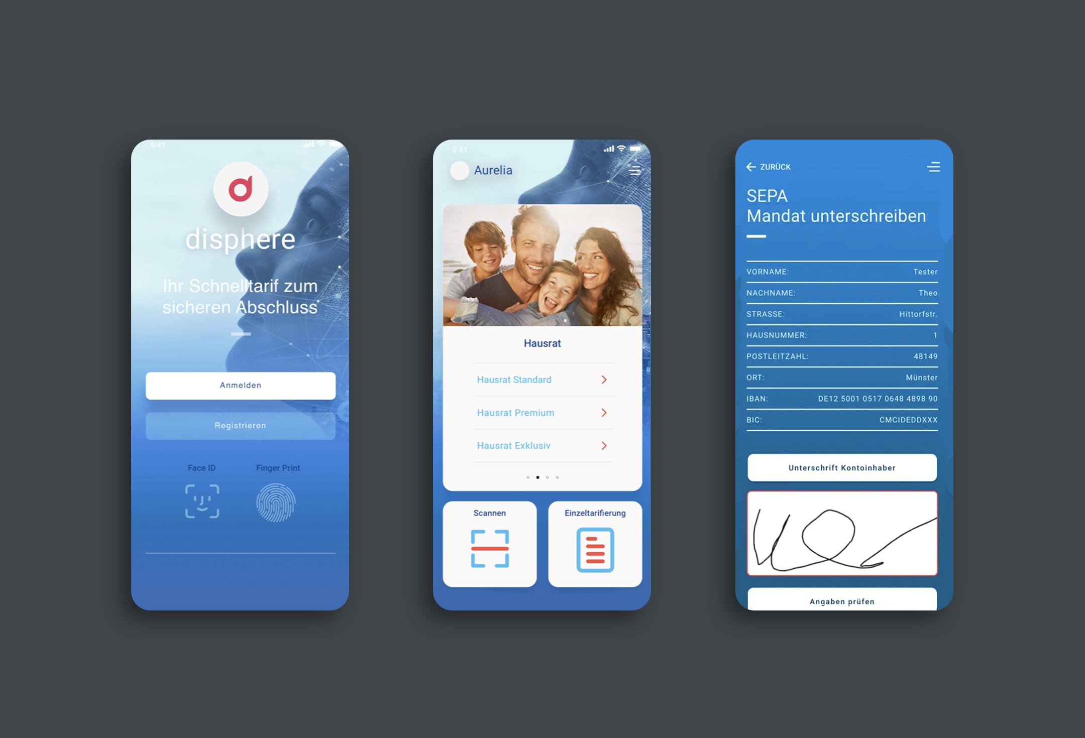 Screenshot der Aurelia Tarifierungs-App